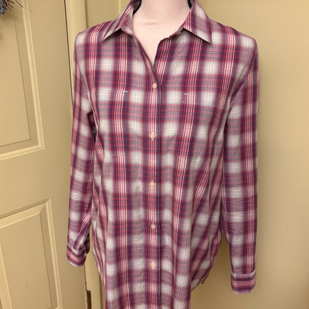 MADEWELL Red and White Plaid Shirt size S